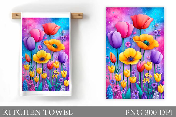 Flowers Kitchen Towel. Wildflowers Kitchen Towel Design