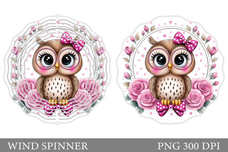 Cute Owl Wind Spinner Design. Summer Owl Wind Spinner