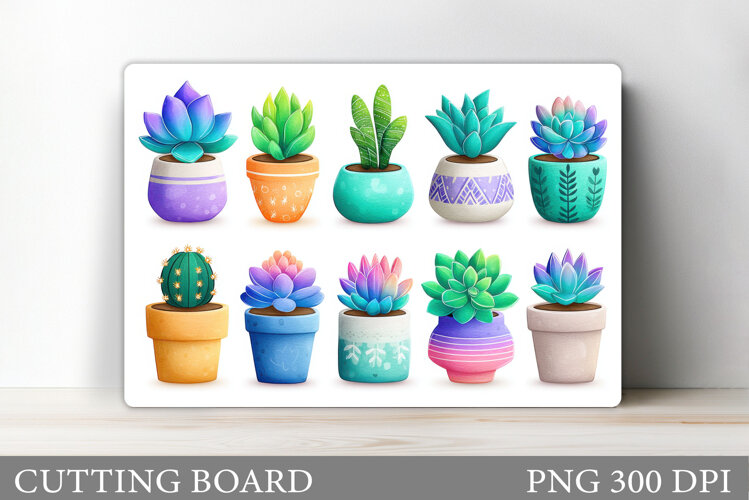 Succulents Cutting Board. Plants Cutting Board Sublimation example image 1