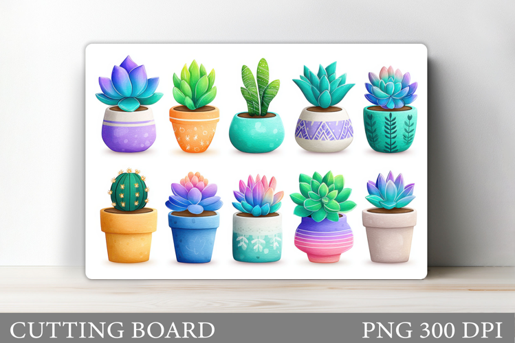 Succulents Cutting Board. Plants Cutting Board Sublimation