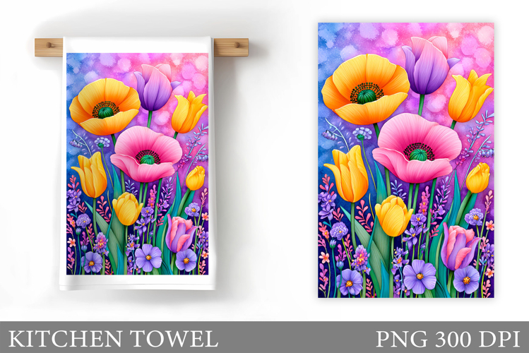 Flowers Kitchen Towel. Floral Kitchen Towel Design example image 1