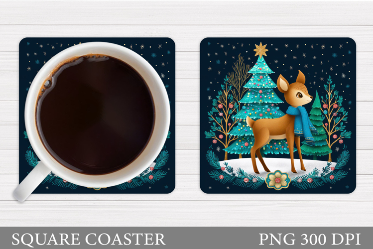 Christmas Deer Coaster Design. Christmas Coaster Sublimation