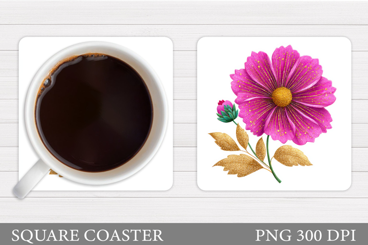 Flower Coaster Design. Floral Coaster Sublimation