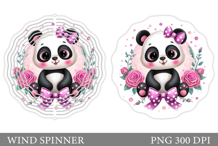 Cute Panda Wind Spinner. Panda Flowers Wind Spinner Design