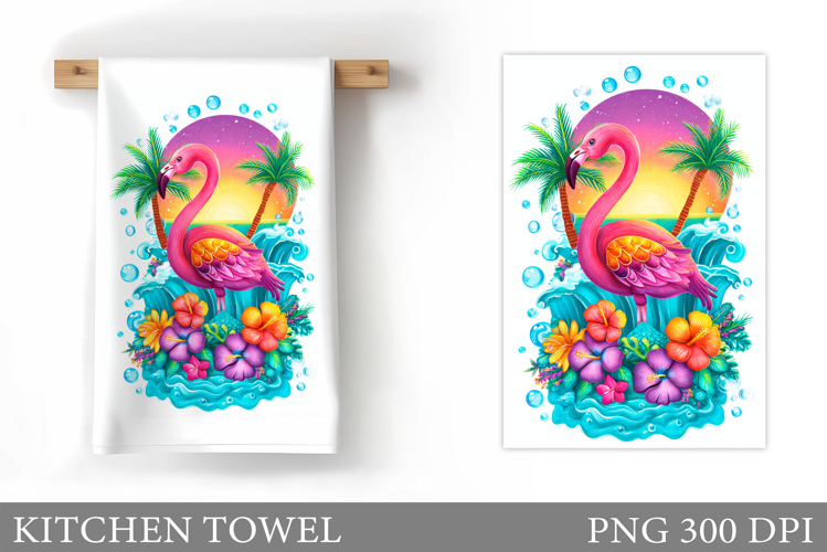 Flamingo Kitchen Towel Design. Flamingo Sublimation