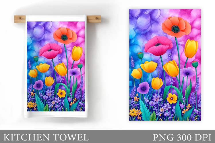 Flowers Kitchen Towel. Floral Kitchen Towel Sublimation