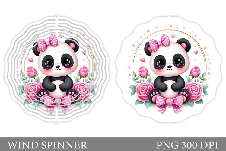 Cute Panda Wind Spinner. Panda Flowers Wind Spinner Design