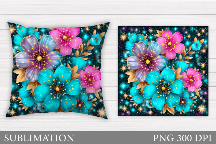Flowers Pillow Design. Floral Pillow Sublimation example image 1