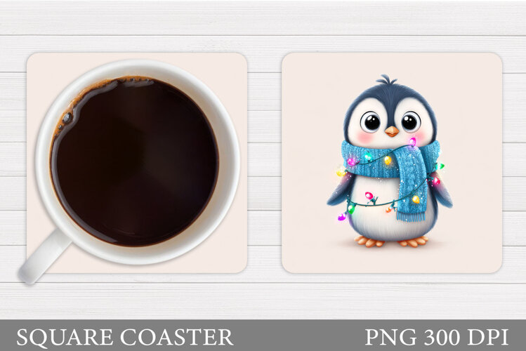 Christmas Penguin Coaster. Christmas Coaster Design example image 1