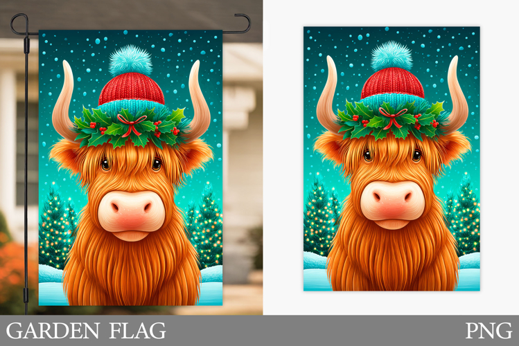 Christmas Cow Garden Flag. Christmas Garden Flag Sublimation