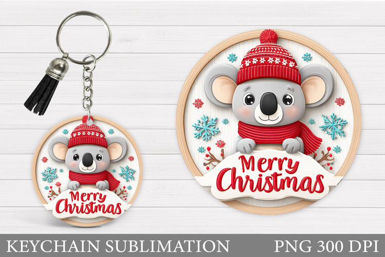 Christmas Koala Keychain. Christmas Keychain Sublimation
