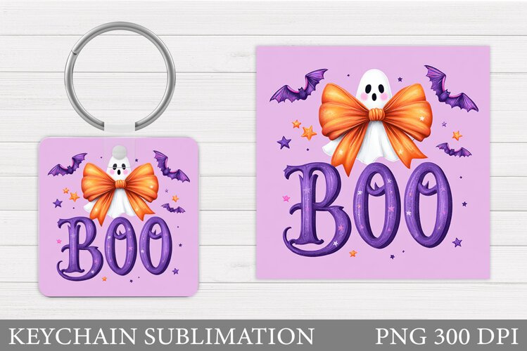Boo Keychain Sublimation. Halloween Keychain Design example image 1
