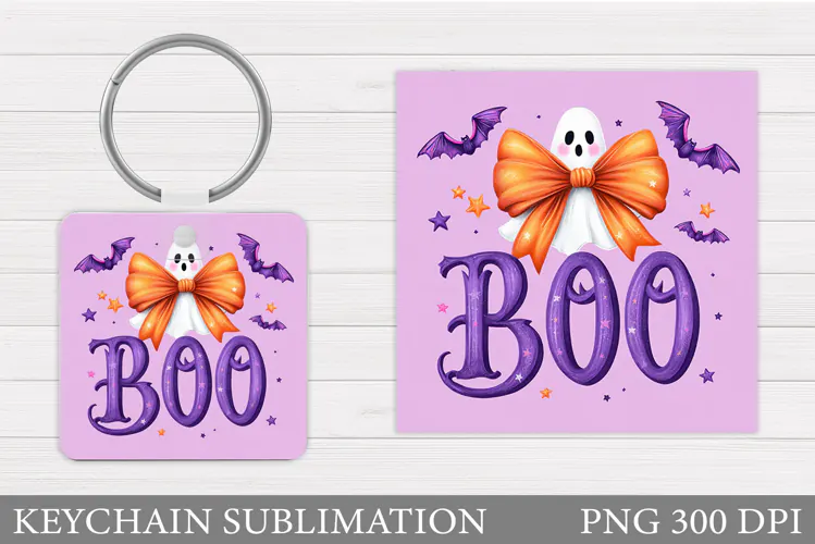 Boo Keychain Sublimation. Halloween Keychain Design