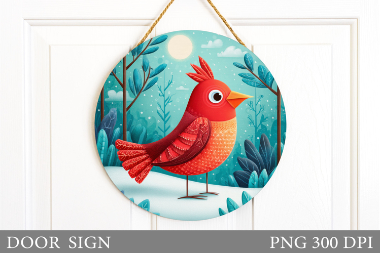 Cardinal Door Sign Design. Christmas Door Sign Sublimation