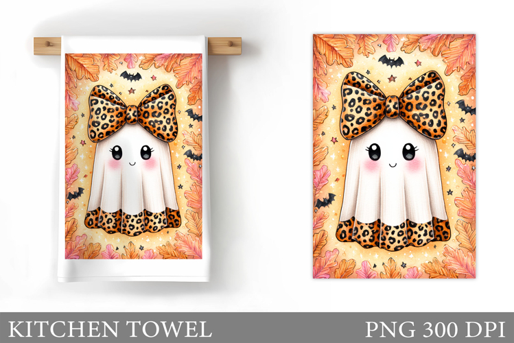 Cute Ghost Kitchen Towel. Cute Halloween Kitchen Towel