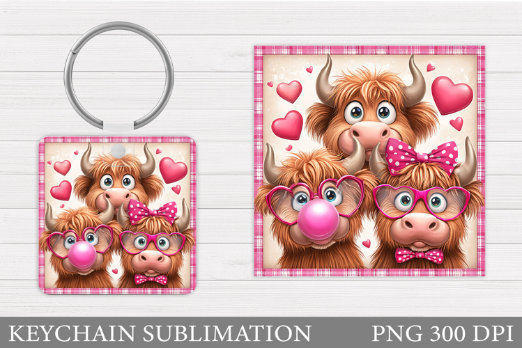 Valentines Cow Keychain. Valentine Keychain Sublimation