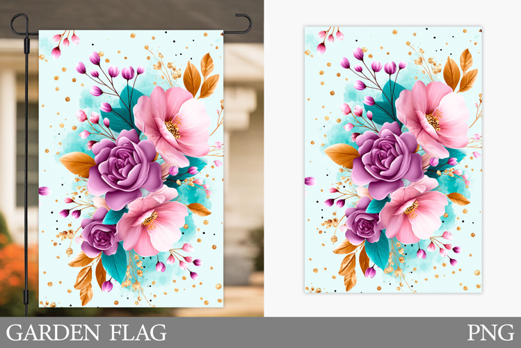 Floral Garden Flag Design. Flowers Garden Flag Sublimation