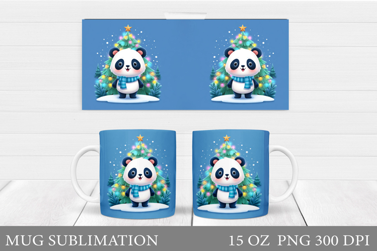 Christmas Panda Mug Design. Christmas Mug Sublimation