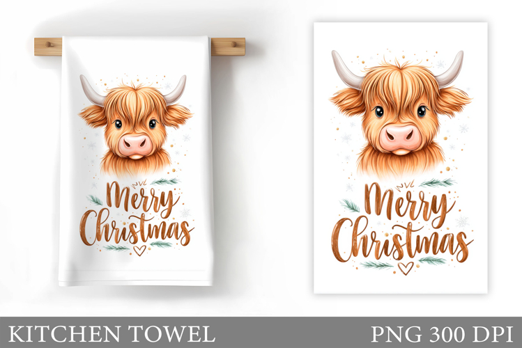 Christmas Cow Kitchen Towel. Christmas Kitchen Towel Design