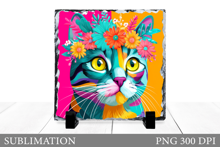Cute Cat Sublimation. Cat Slate Sublimation