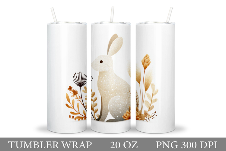 Cute Bunny Tumbler Design. Bunny Flowers Tumbler Sublimation