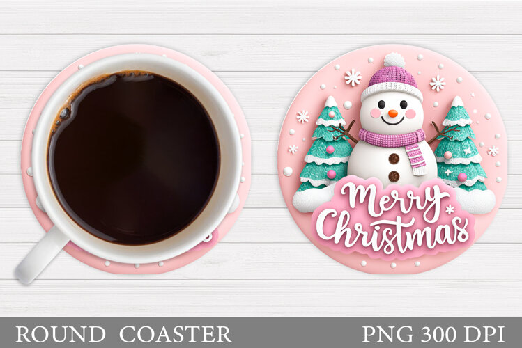 Cute Snowman Coaster. Christmas Coaster Sublimation example image 1