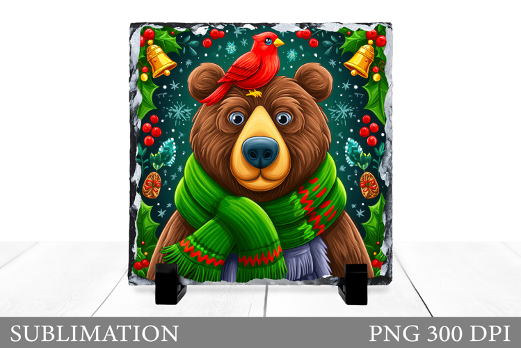 Christmas Bear Sublimation. Christmas Bear Slate Design