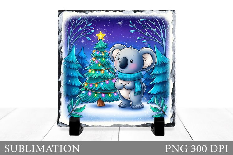 Christmas Koala Sublimation. Christmas Koala Slate Design