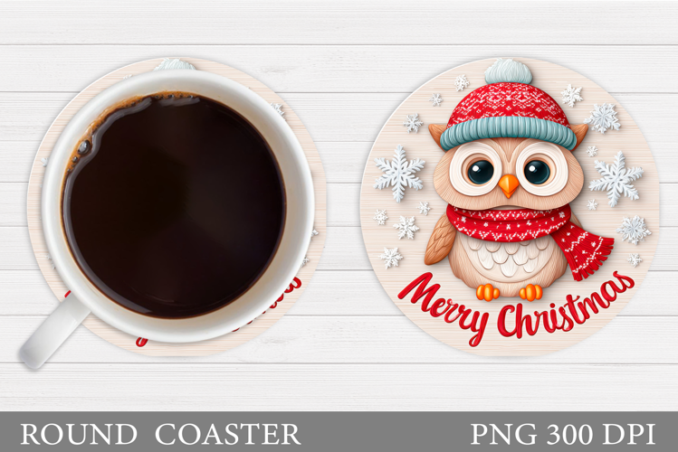 Christmas Owl Coaster Design. Christmas Coaster Sublimation