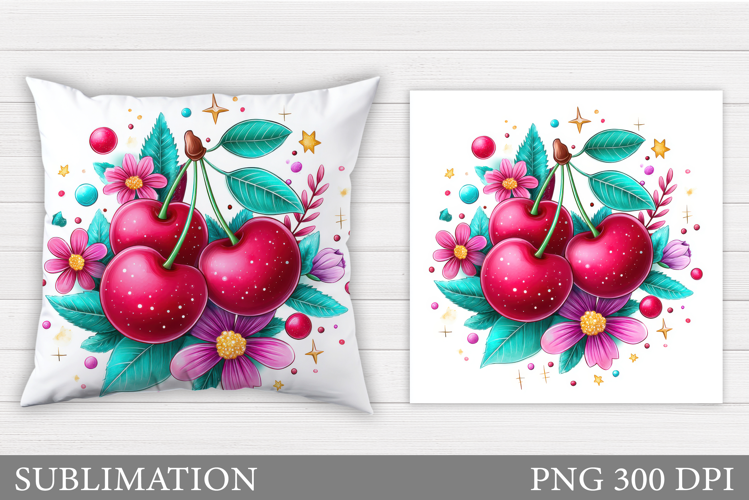 Cherry Pillow Design. Cute Cherry Sublimation