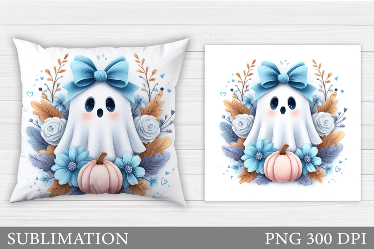 Halloween Ghost Pillow Design. Cute Ghost Sublimation
