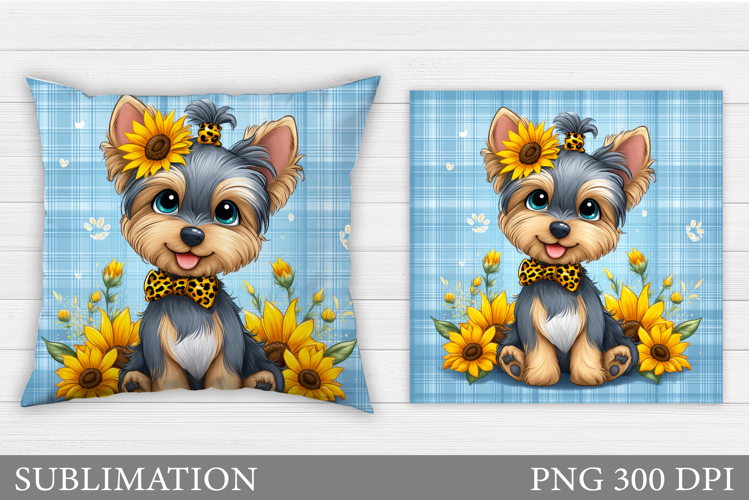 Cute Dog Pillow Sublimation. Dog Flowers Pillow Design