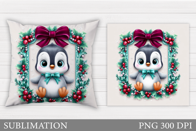 Christmas Penguin Pillow. Christmas Pillow Design