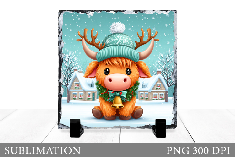 Christmas Cow Sublimation. Christmas Cow Slate Design