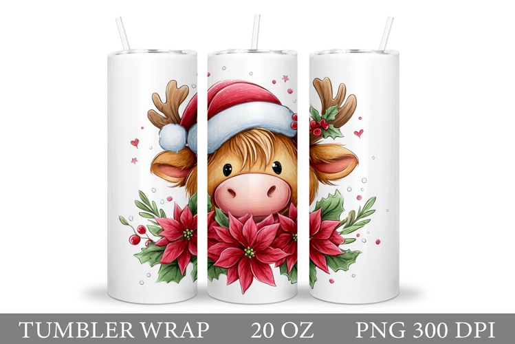 Christmas Cow Tumbler Design. Christmas Tumbler Sublimation