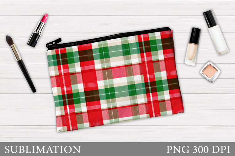 Buffalo Plaid Cosmetics Bag. Christmas Abstract Makeup Bag