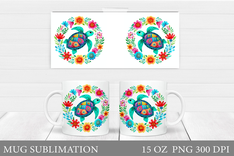 Sea Turtle Mug Sublimation. Sea Turtle Mug Wrap Design