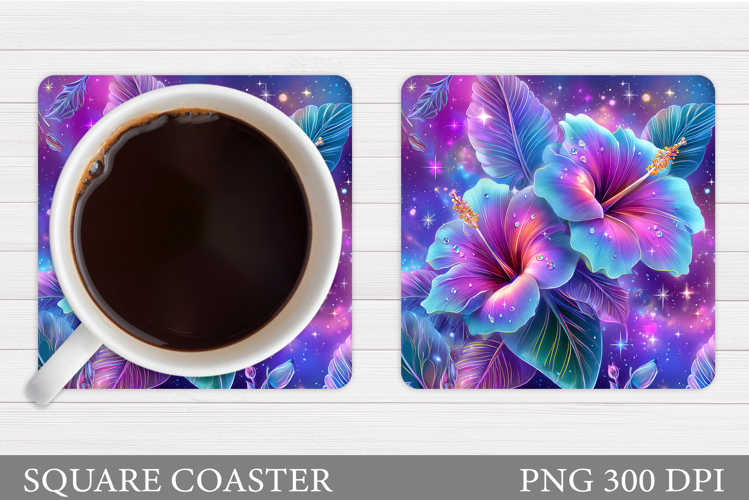 Tropical Flowers Coaster. Floral Coaster Sublimation