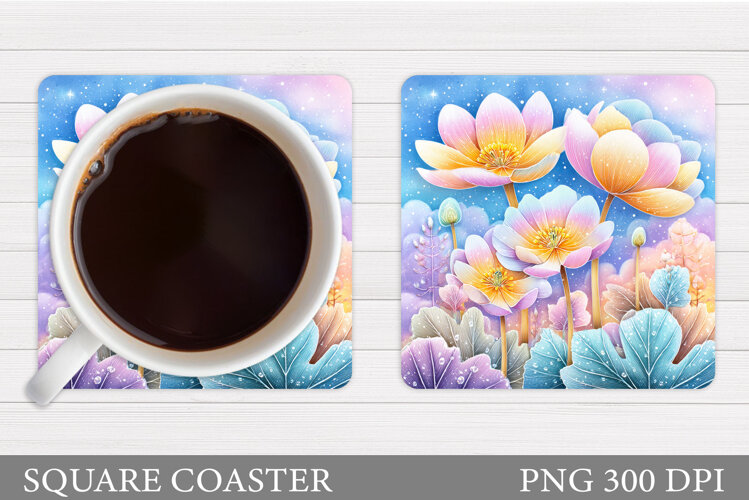 Flowers Coaster Sublimation. Floral Coaster Design example image 1