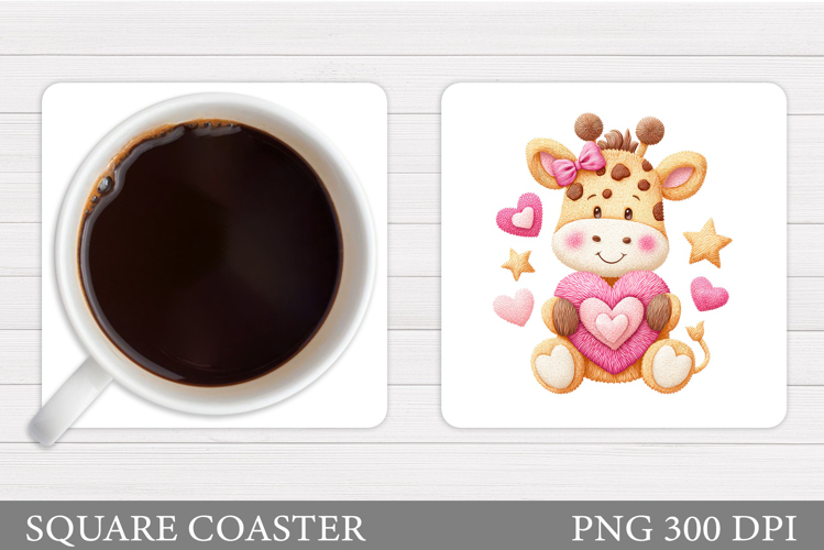 Valentines Giraffe Coaster. Cute Giraffe Coaster