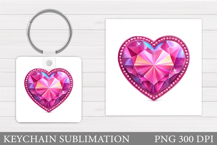 Diamond Heart Keychain. Valentine Keychain Design