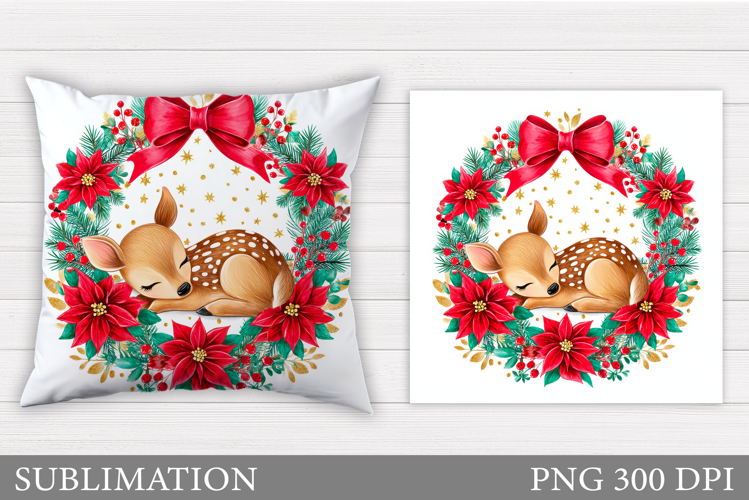 Christmas Deer Pillow Design. Christmas Snowman Pillow