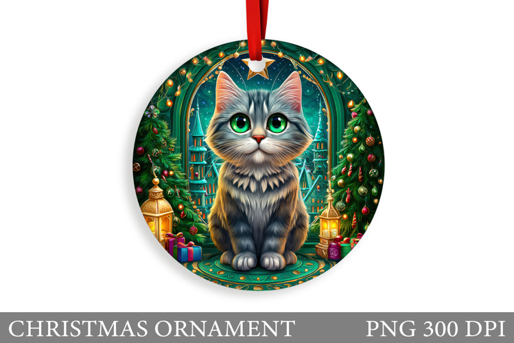 Cute Cat Christmas Ornament. Winter Cat Christmas Ornament