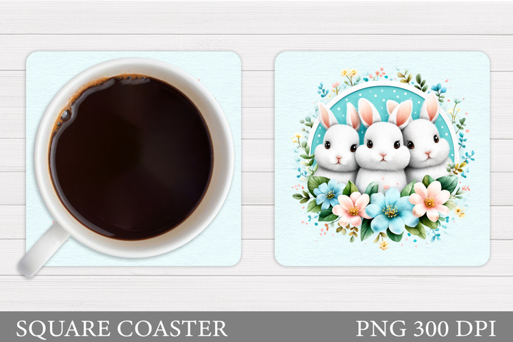 Cute Bunny Coaster Design. Spring Bunny Coaster Sublimation