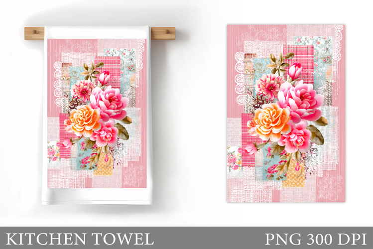 Flowers Kitchen Towel. Floral Kitchen Towel Sublimation