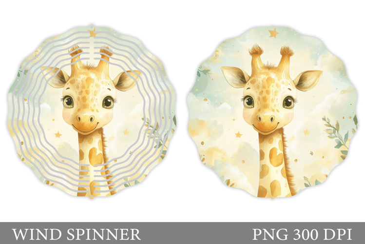 Cute Giraffe Wind Spinner. Giraffe Flowers Wind Spinner