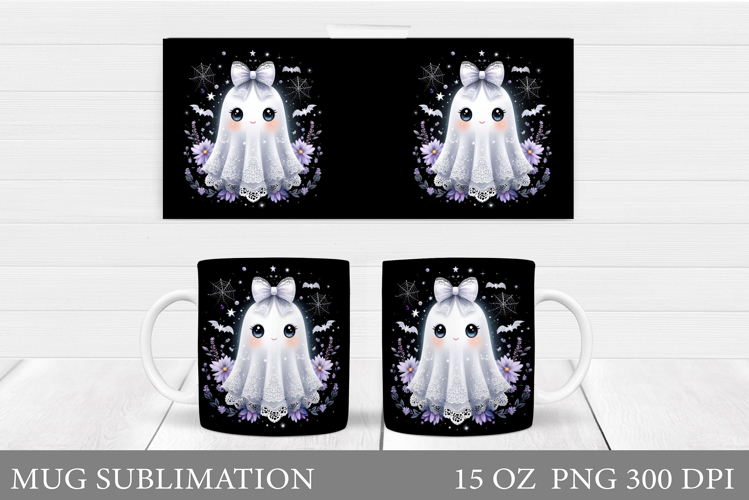 Cute Ghost Mug Design. Cute Halloween Mug Sublimation