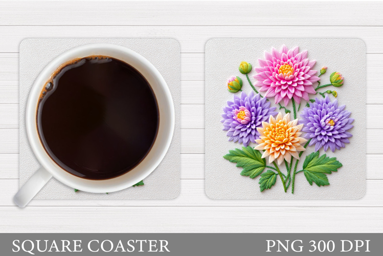 Flowers Coaster Sublimation. Floral Coaster Design
