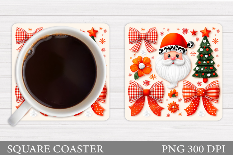 Cute Santa Coaster Sublimation. Santa Claus Coaster Design