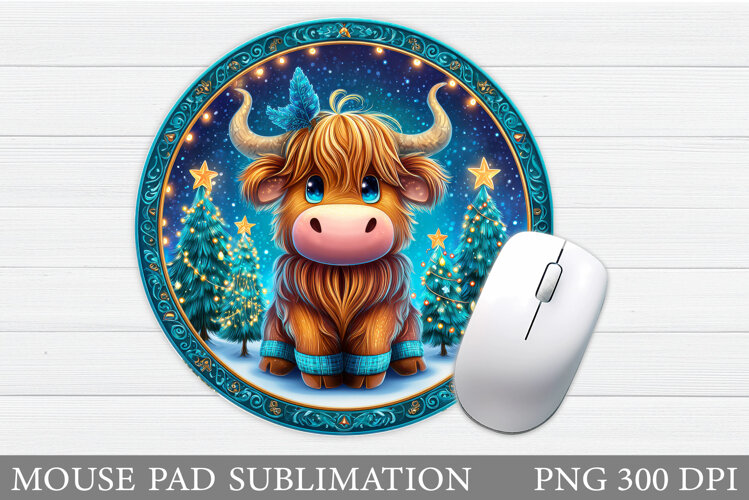 Christmas Cow Mouse Pad. Christmas Mouse Pad Sublimation example image 1